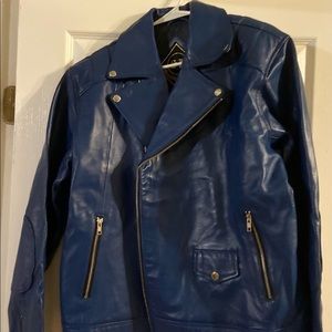 Blue Leather Jacket Size XL
